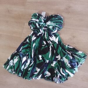 Olivaceous Green and Black Patterned Dress